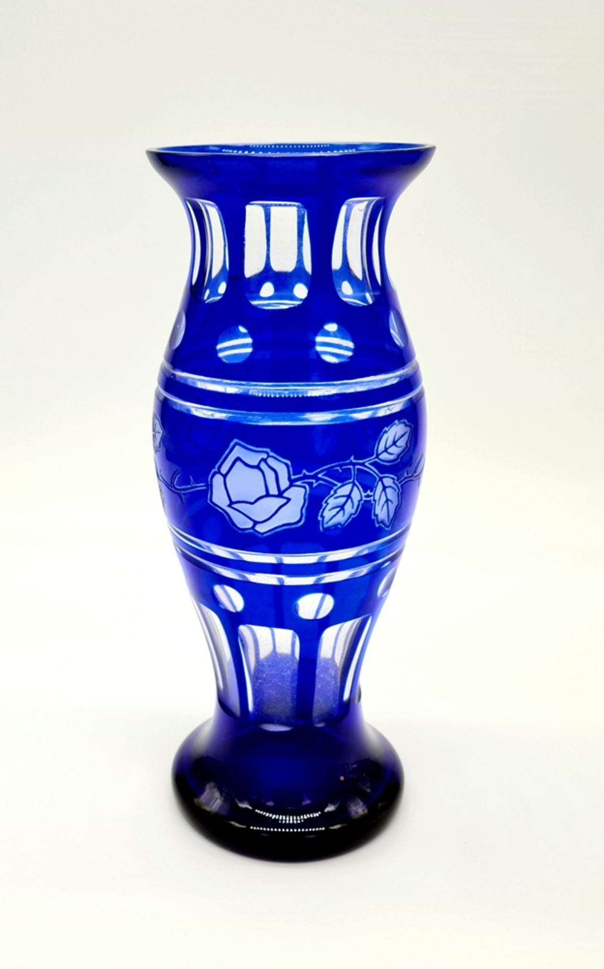 Vase, Glas, Blau überzogen , 20.Jhd, Höhe: 25,5cm