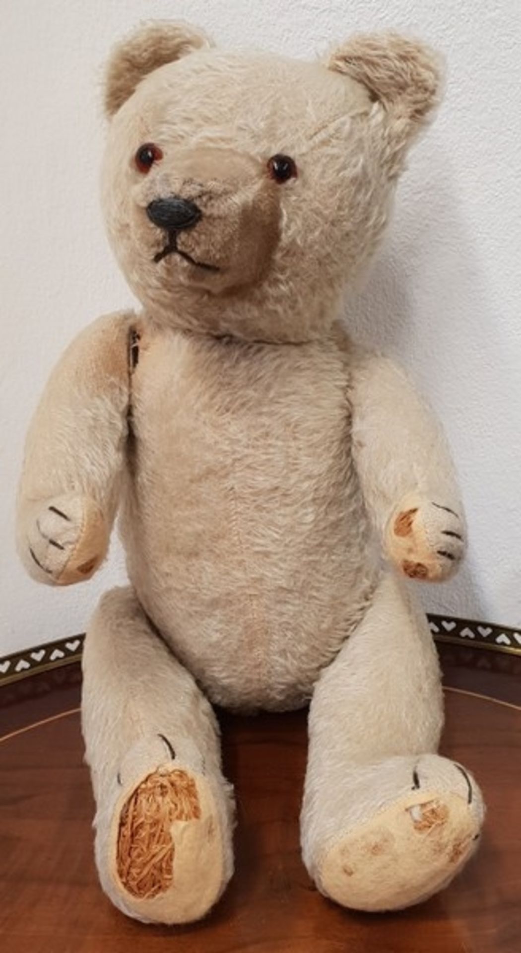 Teddybär / Brummbär, 1.Drittel 20.Jhd. ,Marke unbekannt, Strohfüllung, beschädigt, L: 43cm</
