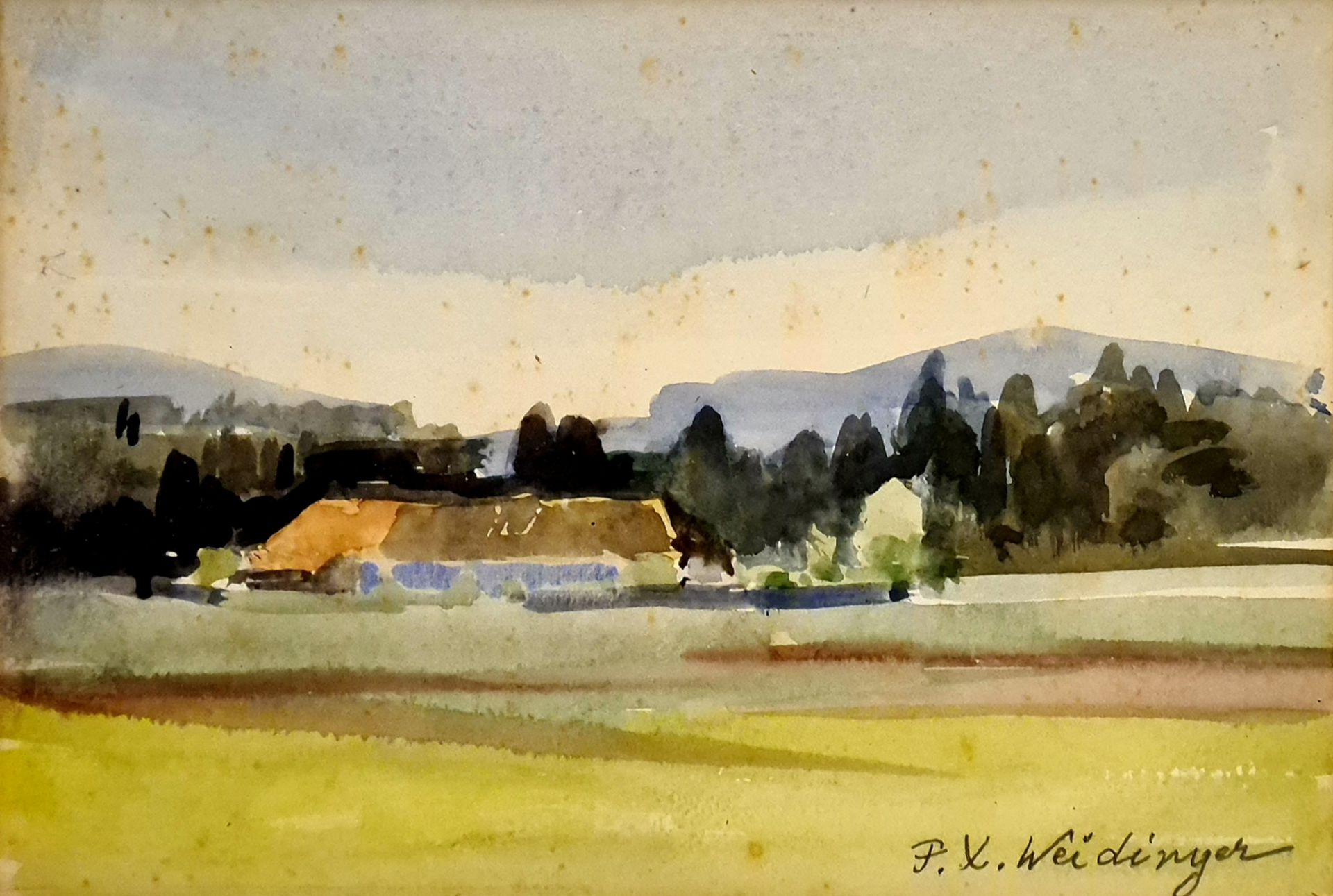 Landschafts Aquarell , 1.Hälfte 20.Jhd, signiert :Weidinger, Größe Passepartoutausschnitt:18x