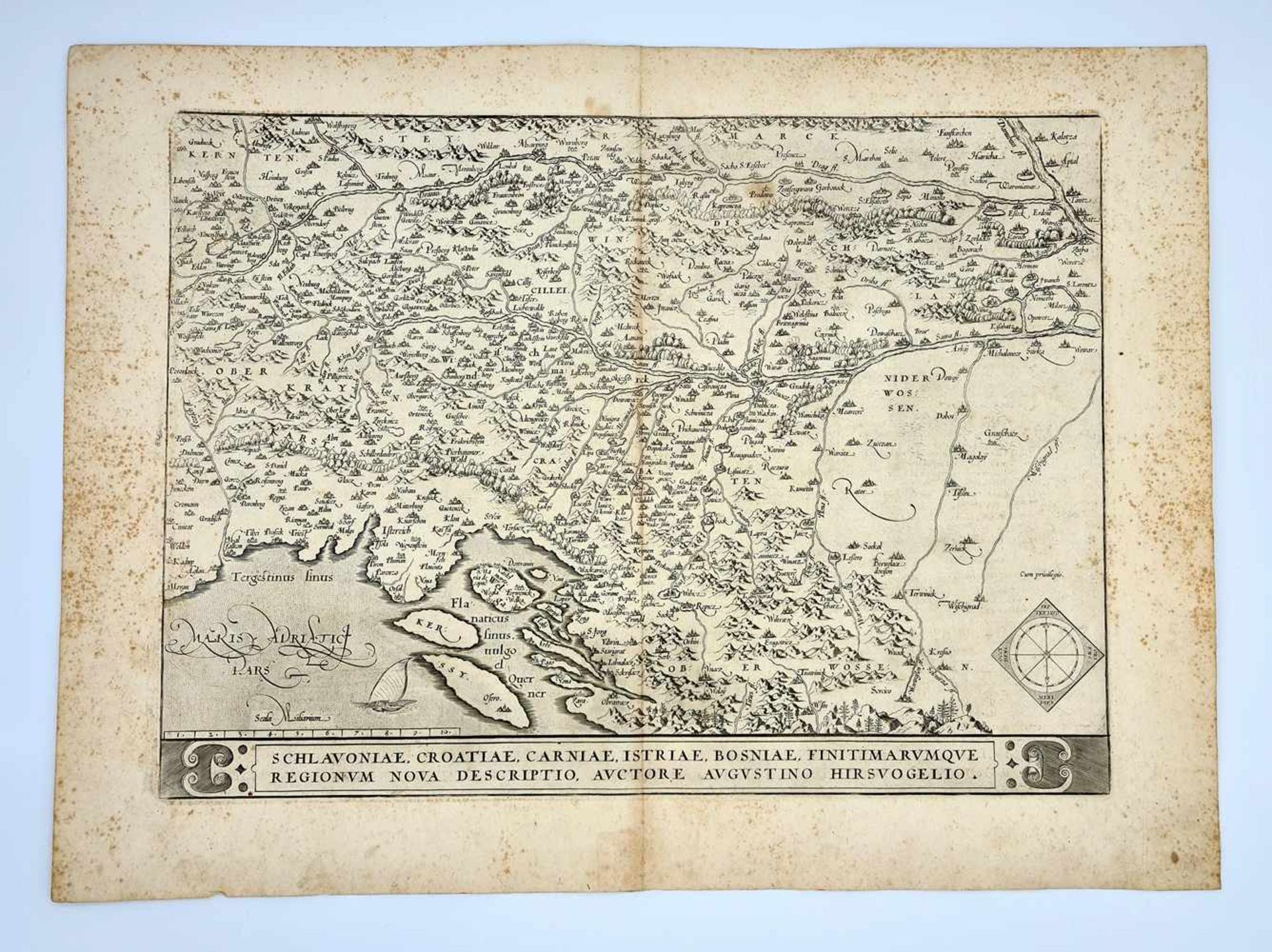 Augustin Hirschvogel, (1503-1553 ), Landkarte, Kupferstich ,Schlavoniae, Croatiae, Carniae, Ist