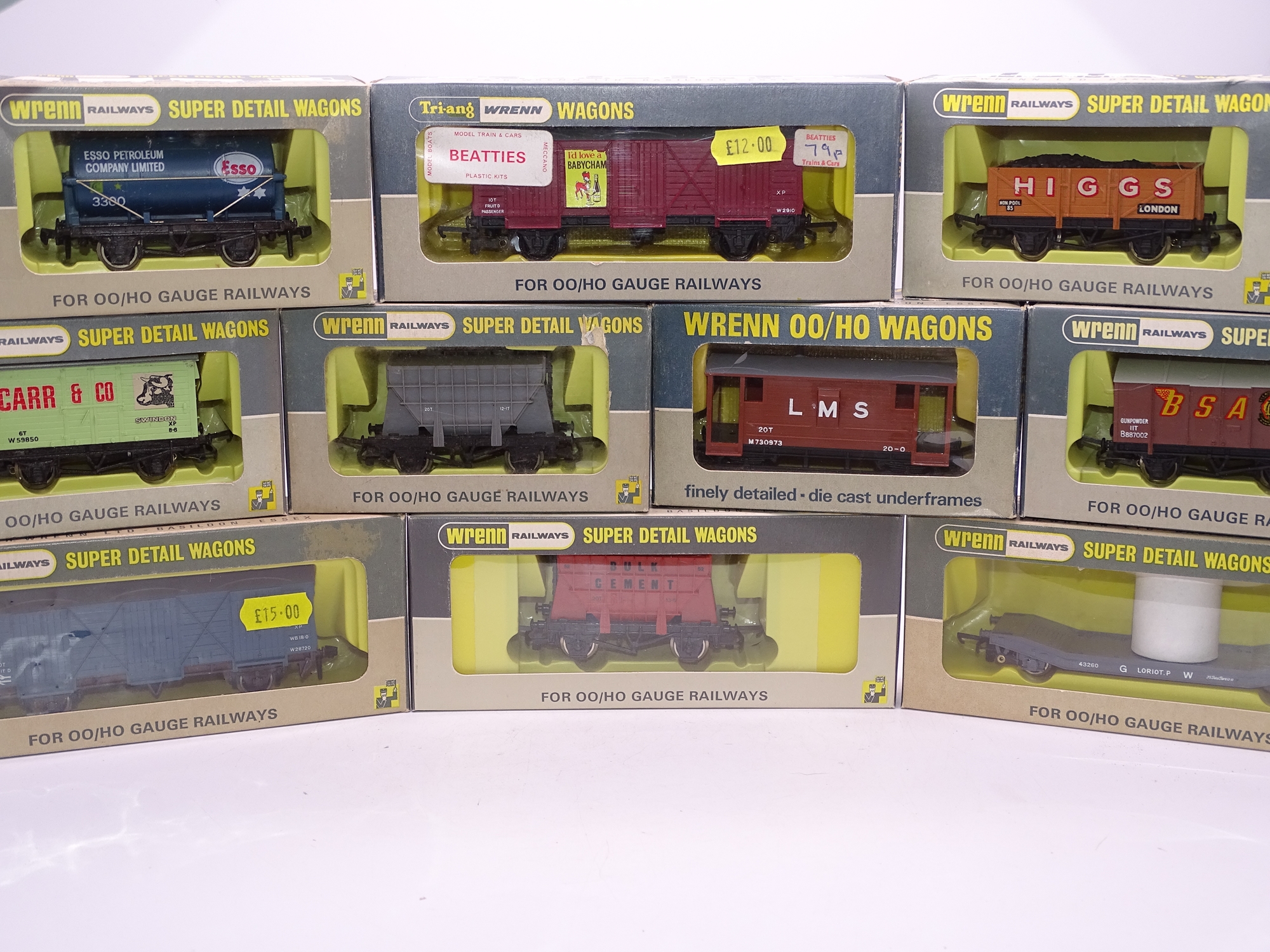 OO Gauge: A mixed group of WRENN wagons as lotted - VG in G/VG boxes (10)