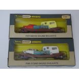 OO Gauge: A pair of rarer WRENN wagons to include: 2 x W4652P Lowmac Wagon - Auto Distributors -