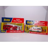 A pair of DINKY emergency vehicles: comprising a 266 ERF FIRE TENDER and a 269 FORD TRANSIT POLICE