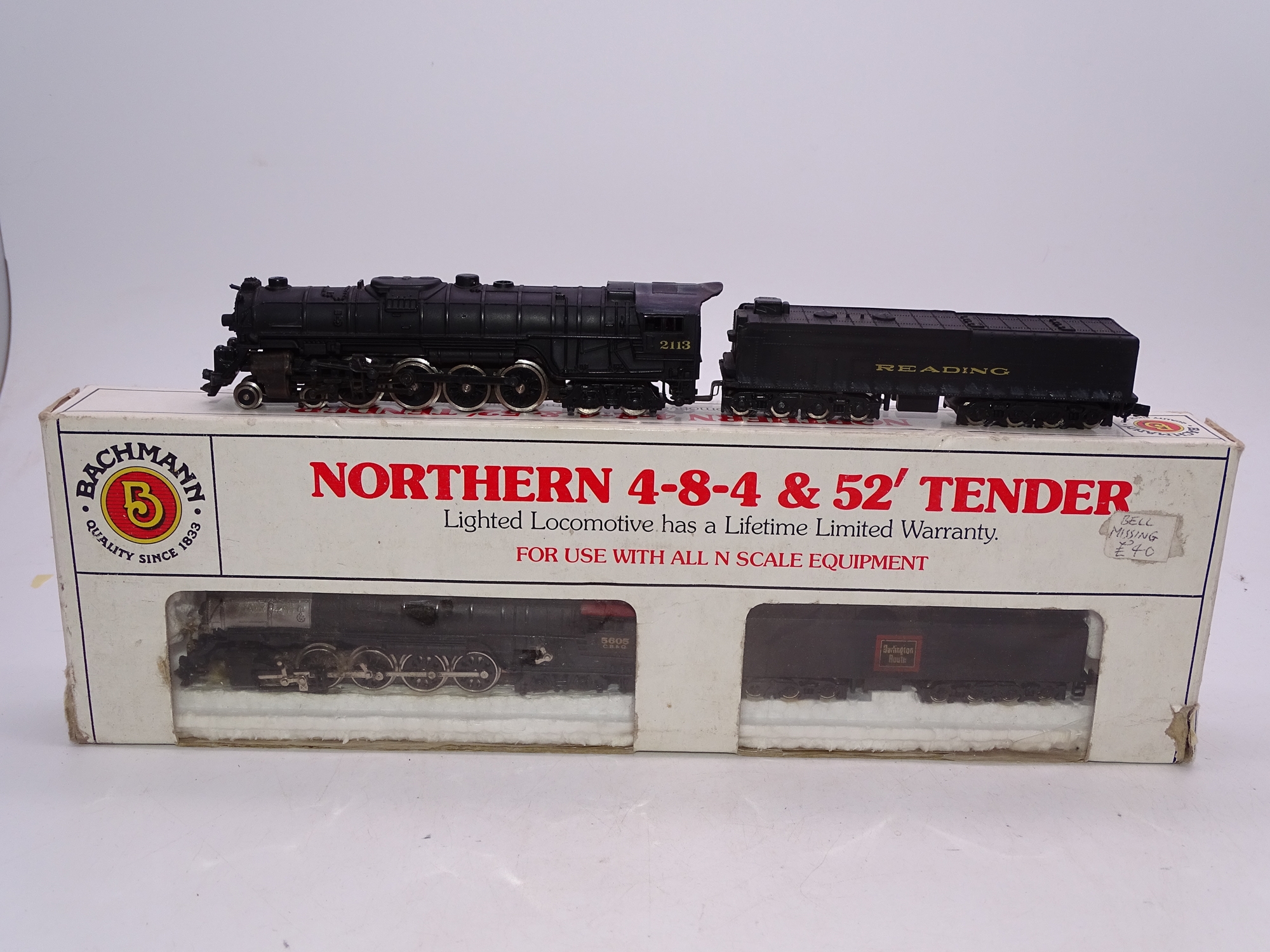 N Gauge: American Outline: A pair of BACHMANN Northern Steam locomotives in Burlington and