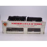 N Gauge: American Outline: A pair of BACHMANN Northern Steam locomotives in Burlington and