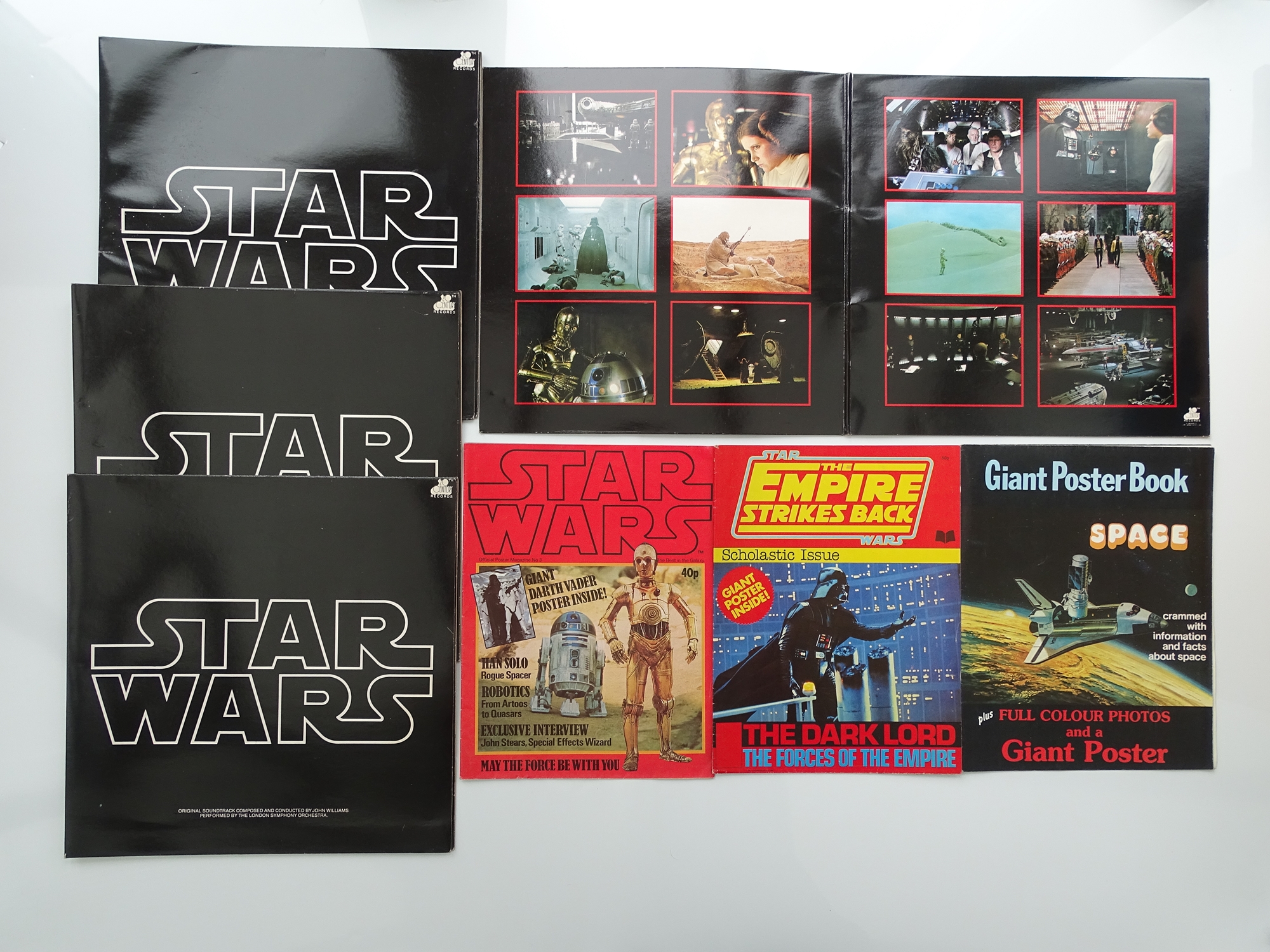 STAR WARS: 4 X STAR WARS SOUNDTRACK VINYL LP ALBUM COVERS (without LPs) together with 2 x STAR