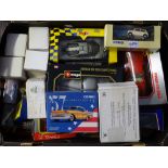 A tray of assorted diecast cars and other vehicles by BBURAGO, MAISTO, CORGI etc - VG in F/VG