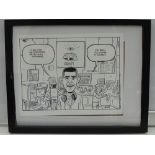 MATT BORS: Black and white - Framed and Glazed Original Satirical Cartoon Artwork