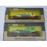 OO Gauge: A pair of rarer WRENN wagons to include: 2 x W4652P Lowmac Wagon - Auto Distributors -