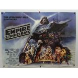 STAR WARS: THE EMPIRE STRIKES BACK (1980) - UK Quad Film Poster (black title version) featuring