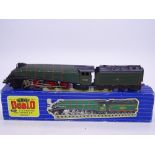 OO Gauge: A HORNBY DUBLO 3211 3-rail class A4 steam locomotive "Mallard" in BR green livery. F-G