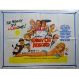 CARRY ON ABROAD (1972) - British UK Quad film poster with art by PUTZU for this 'Holiday of a