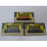 OO Gauge: A group of rarer WRENN wagons to include: 3 x W4635P 'Higgs' Coal Wagons - VG / E in VG