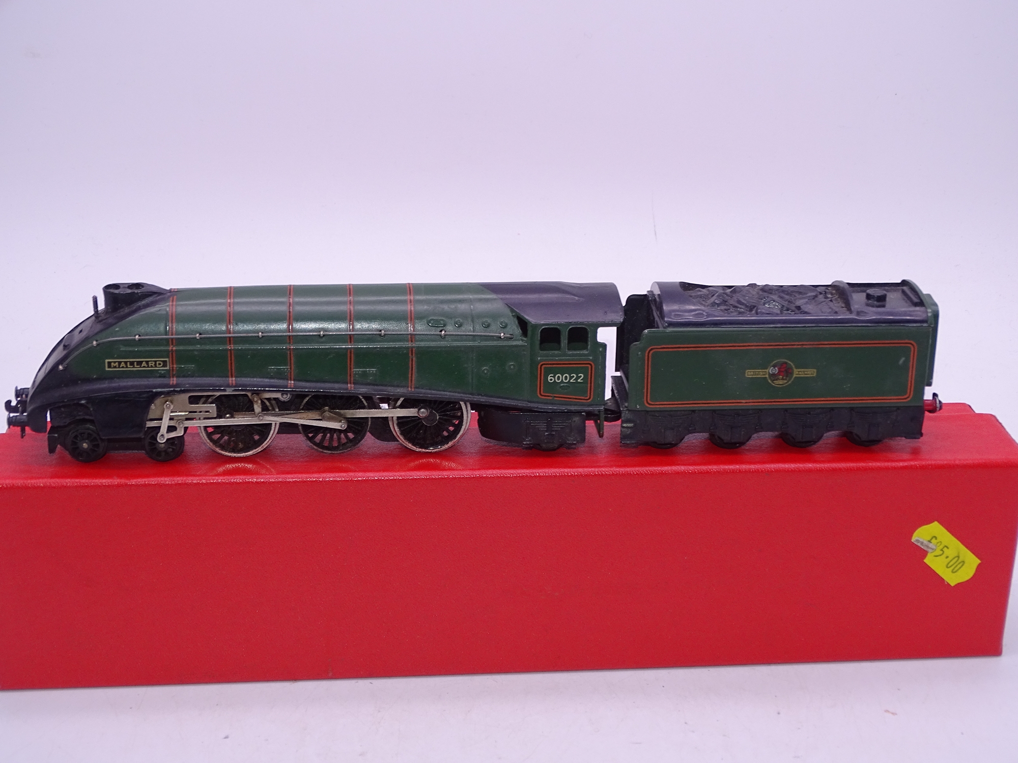 OO Gauge: A HORNBY DUBLO 3211 (converted to 2-rail) class A4 steam locomotive in BR green "Mallard".