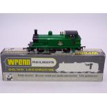 OO Gauge: A WRENN W2206 (A) R1 class steam tank locomotive in BR malachite green, numbered 31128. VG