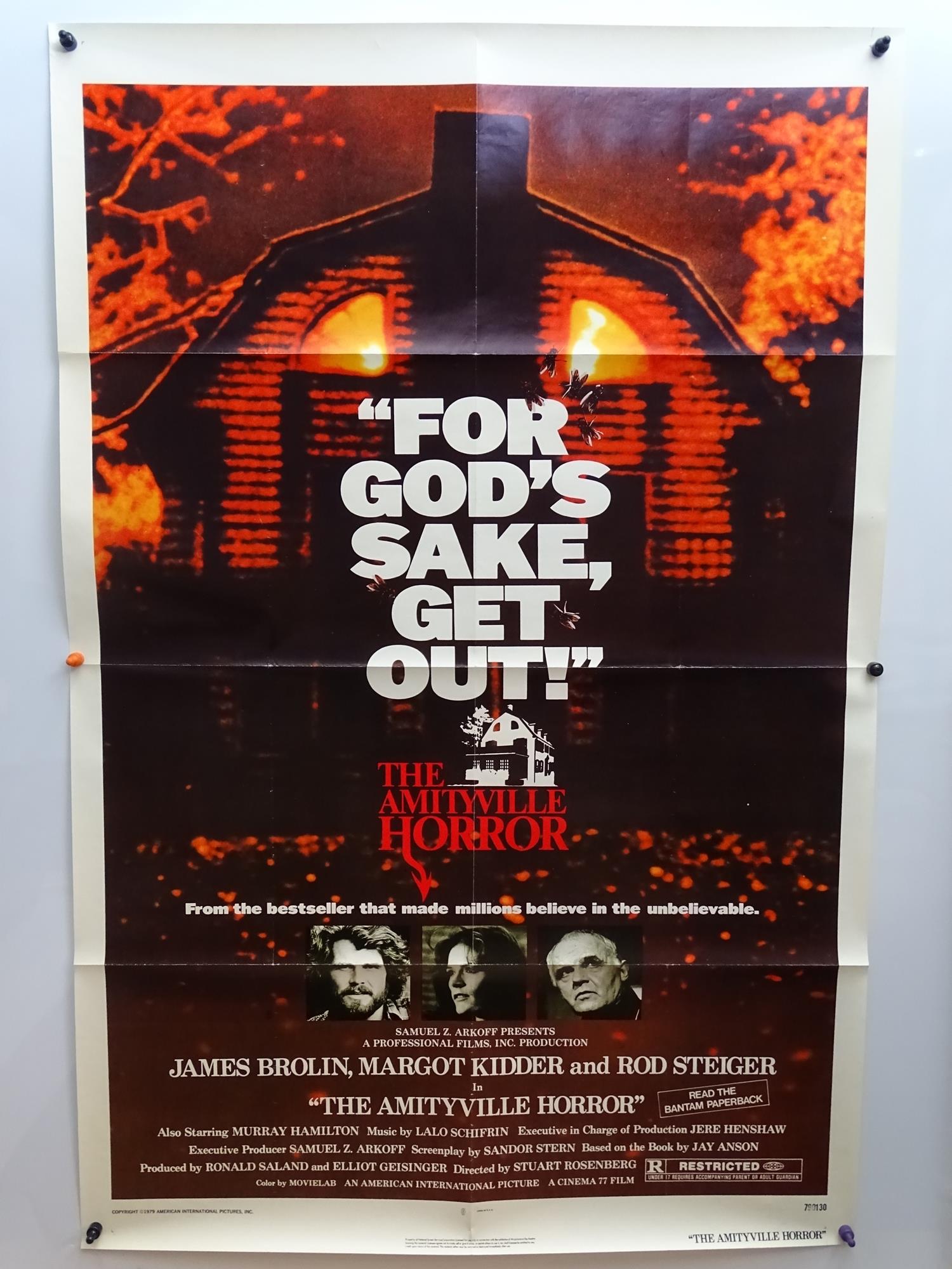 AMITYVILLE Group of Memorabilia: : THE AMITYVILLE HORROR (1979) UK Quad Film Poster, US One Sheet, - Image 3 of 6