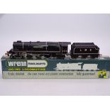 OO Gauge: A WRENN W2241 Duchess class steam locomotive in LMS black "Duchess of Hamilton". VG in a