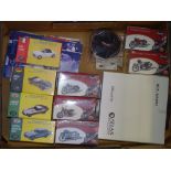 A tray of ATLAS editions - 'Classic Sport Cars' and 'Classic Motorbikes' Collectable models - VG/E