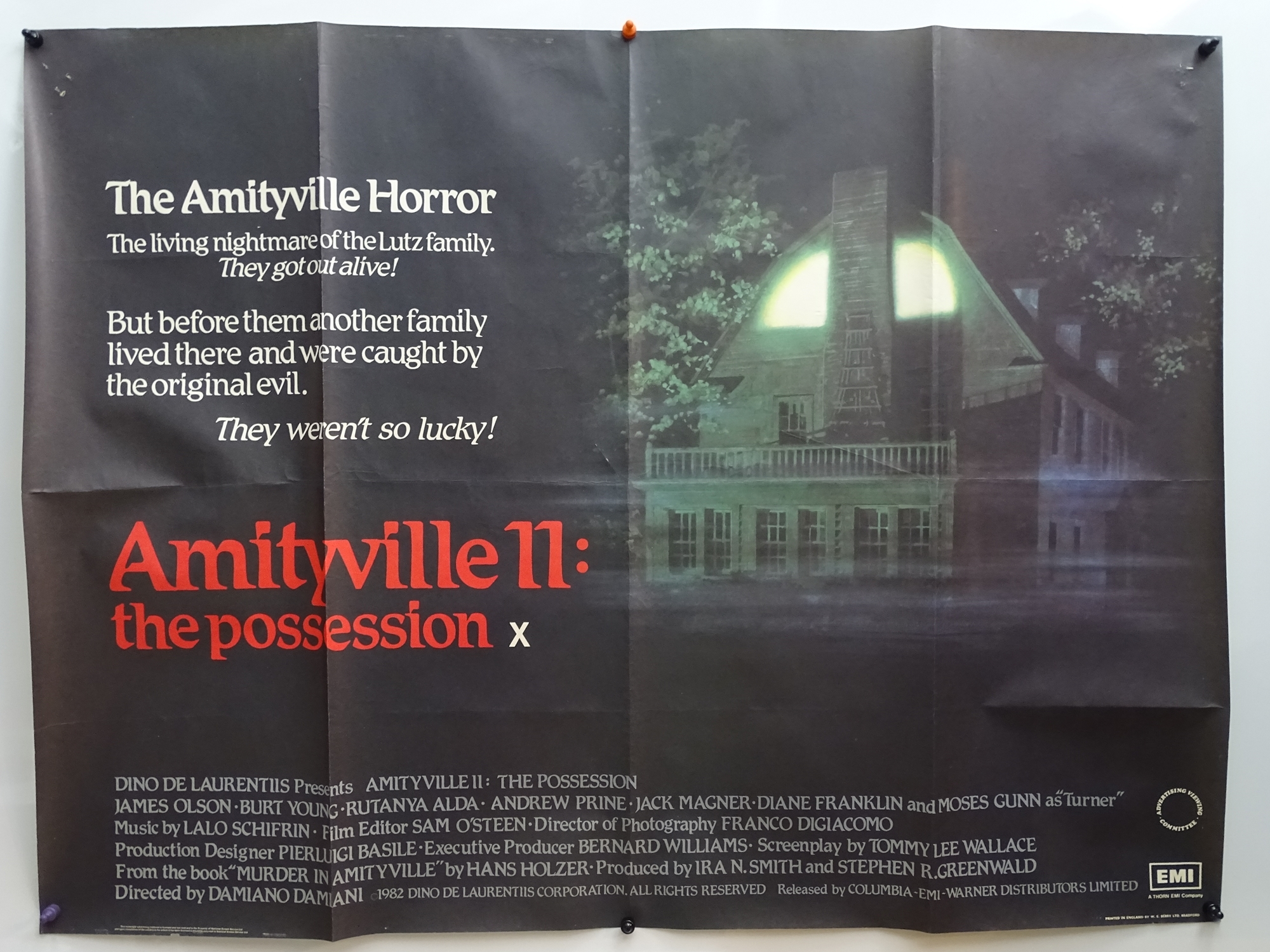 AMITYVILLE Group of Memorabilia: : THE AMITYVILLE HORROR (1979) UK Quad Film Poster, US One Sheet,