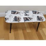 THE BEATLES - 60S COFFEE TABLE WITH 'THE BEATLES' PRINT TOP as lotted