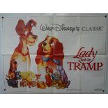 WALT DISNEY: LADY AND THE TRAMP - 1986 release - UK Quad Film Poster; synopsis; press campaign book;
