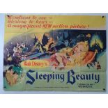 WALT DISNEY: SLEEPING BEAUTY (1959) - UK Quad Film Poster - pinholes and some fold separation