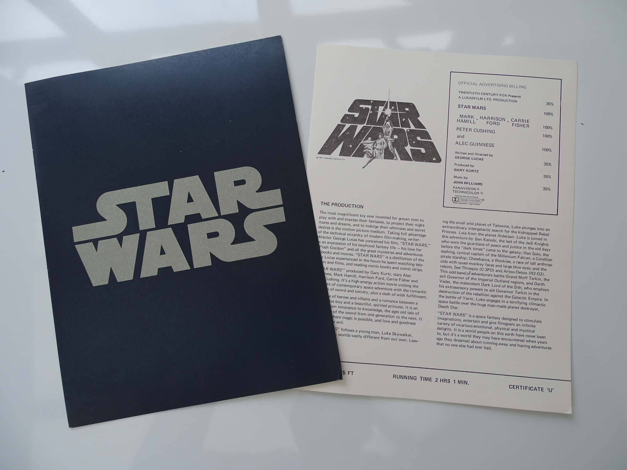 STAR WARS: EPISODE IV - A NEW HOPE (1977) - Press Release, Story Book and Behind the Scenes Story