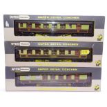 OO Gauge: A group of 3 x W6002A WRENN Pullman coaches comprising: 'Audrey' with brown tables, '