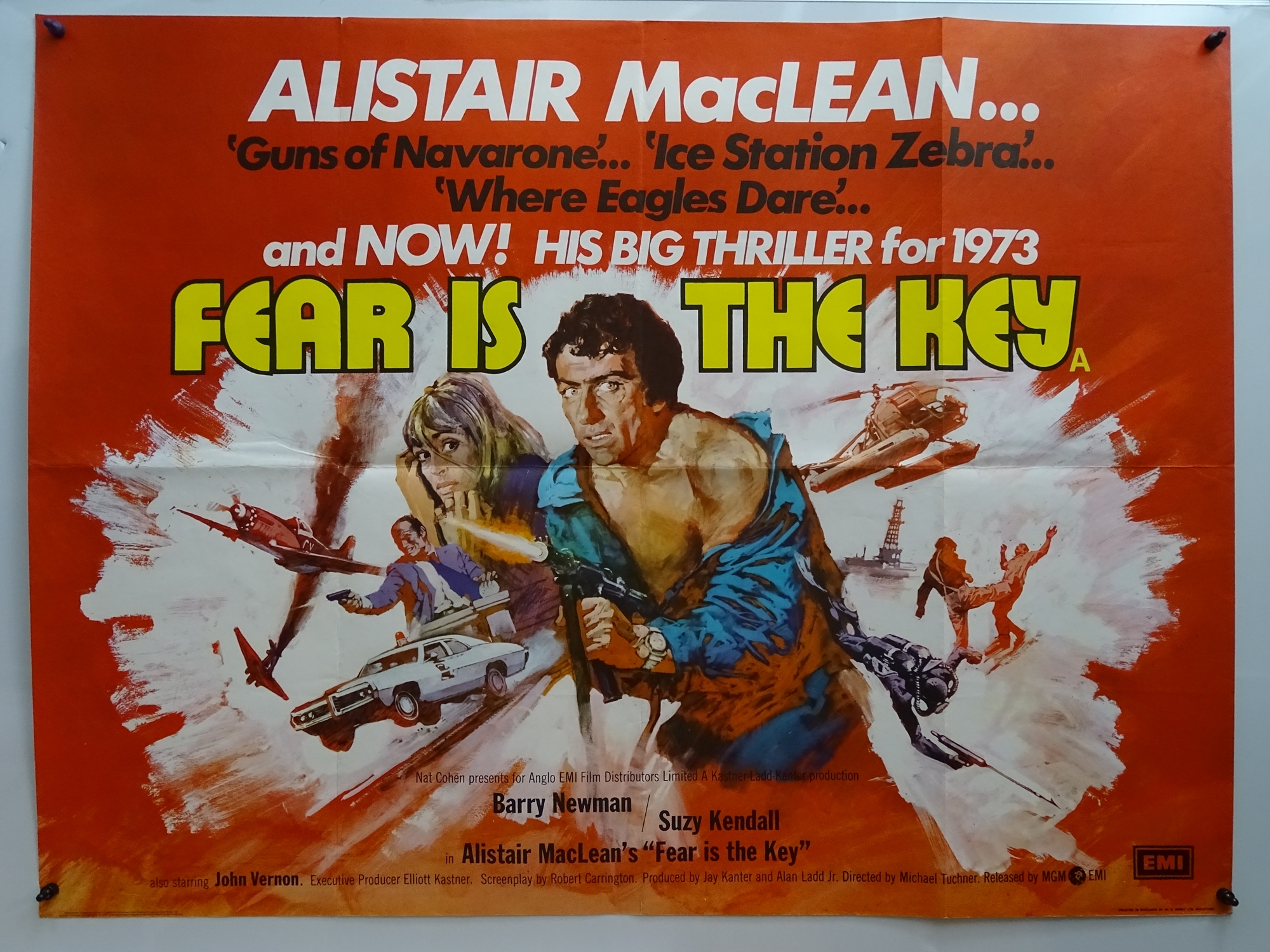 FEAR IS THE KEY (1972) - PUTZU illustration features on this British UK Quad film poster for one