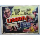 LISBON (1956) - British UK Quad film poster - Dramatic artwork true to the era in this film noir