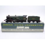 OO Gauge: A WRENN W2221 Castle class steam locomotive in BR green "Cardiff Castle". VG in a F/G box