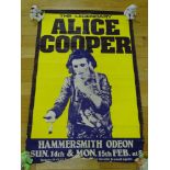 MUSIC: ALICE COOPER - Promotional Concert Poster for HAMMERSMITH ODEON Concerts in February 1982 -