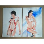 VAMPIRELLA - 2 x ORIGINAL COLOUR ILLUSTRATIONS BY DEL NAYRA (2016) (2 in Lot) - 1 x SIGNED BY ARTIST