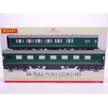 OO Gauge: A HORNBY R4534 Pull-Push Coach Pack - BR (S) Green livery - VG-E in G/VG box