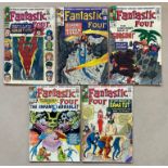 FANTASTIC FOUR #19, 24, 44, 47, 54 (5 in Lot) - (1963/66 - MARVEL - Cents/Pence Stamp/ Pence