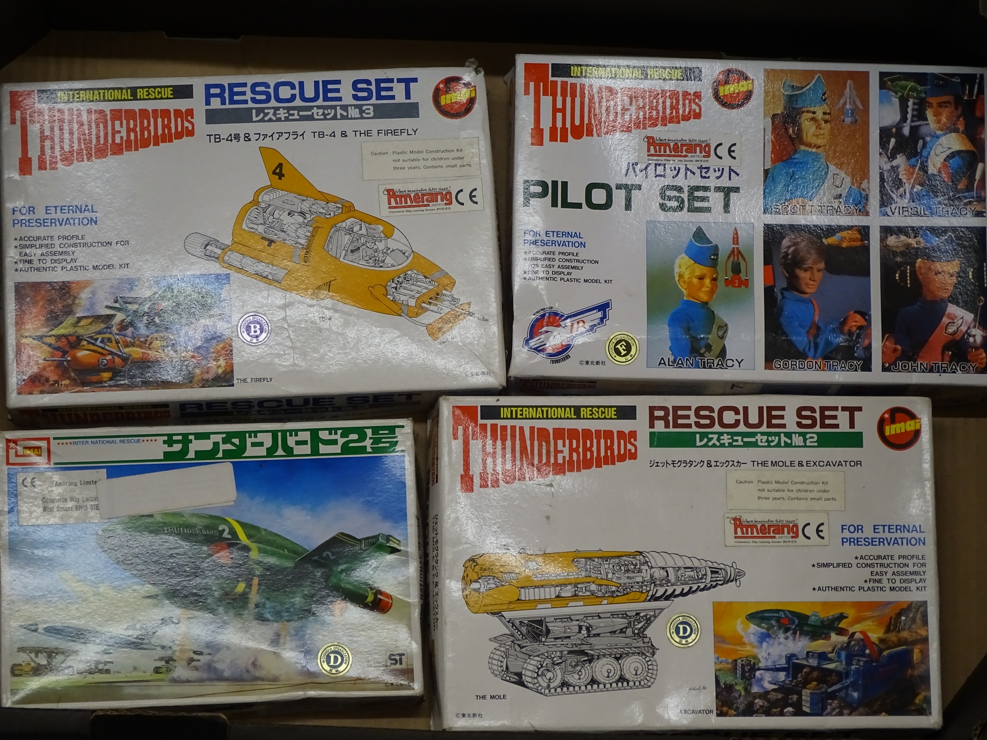 A group of vintage plastic model kits by IMAI comprising: THUNDERBIRDS 2, THUNDERBIRDS 4, THE MOLE
