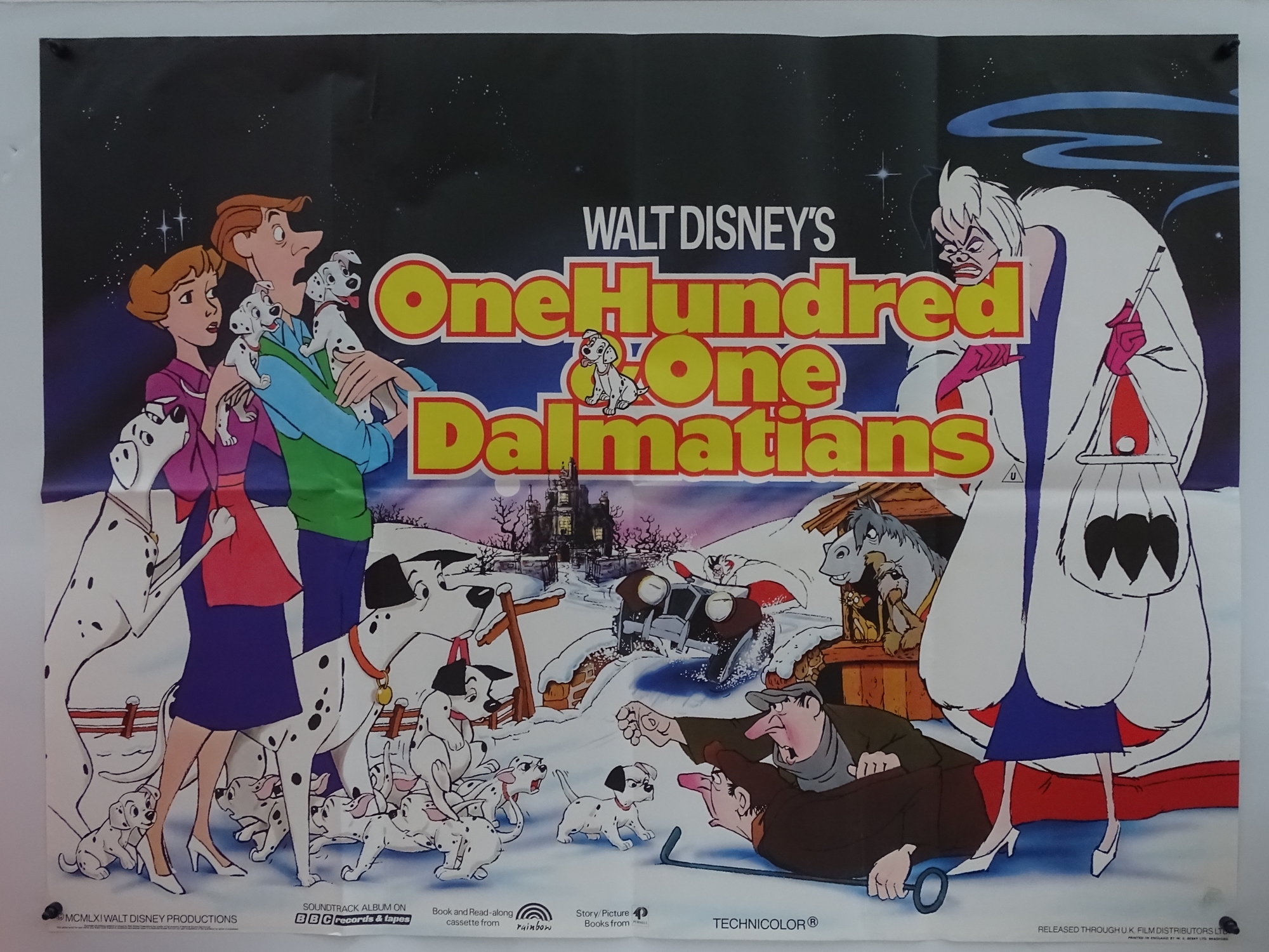 WALT DISNEY: 101 DALMATIANS (1980s release) UK Quad Film Poster and Press Book