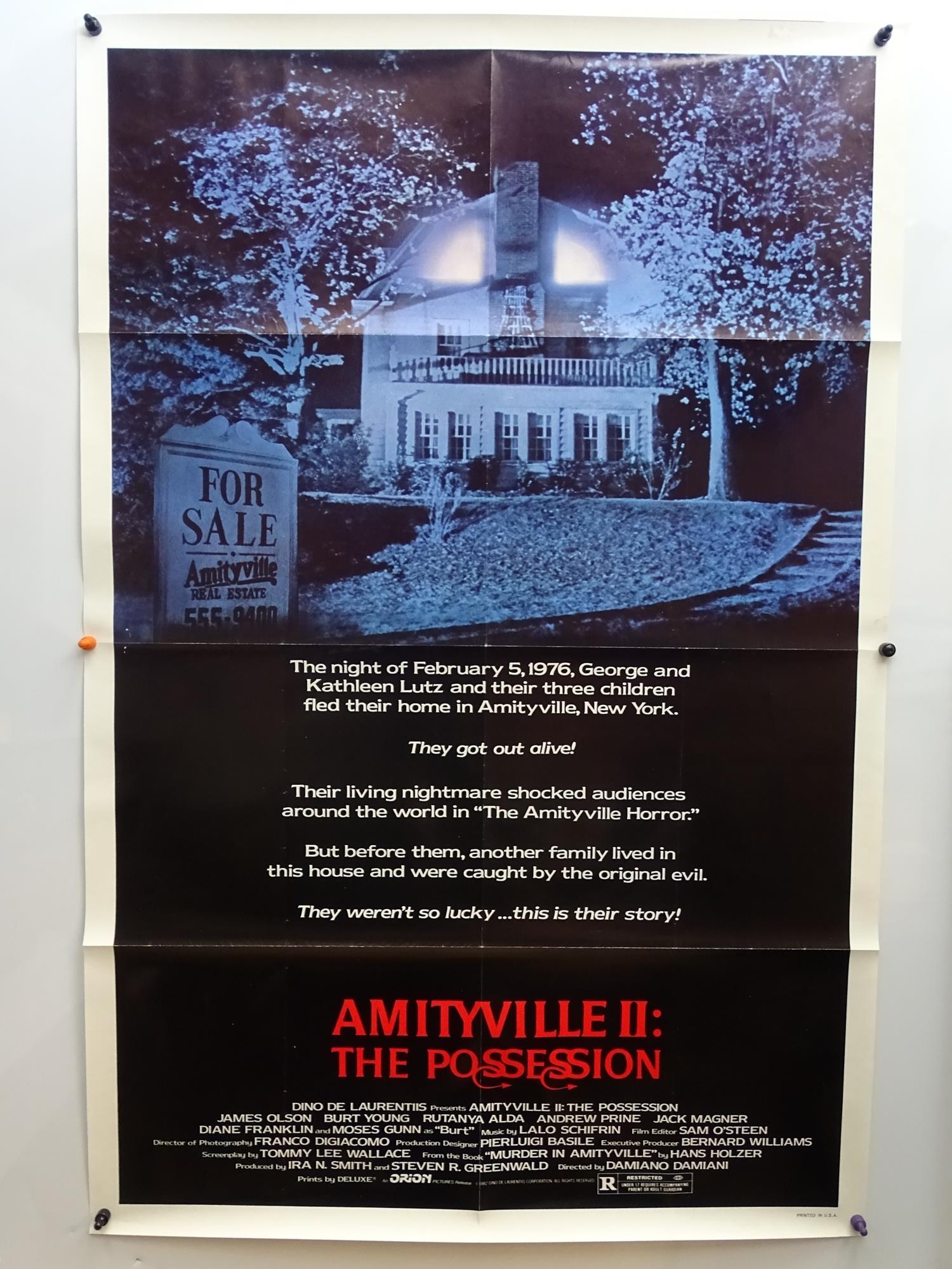 AMITYVILLE Group of Memorabilia: : THE AMITYVILLE HORROR (1979) UK Quad Film Poster, US One Sheet, - Image 4 of 6