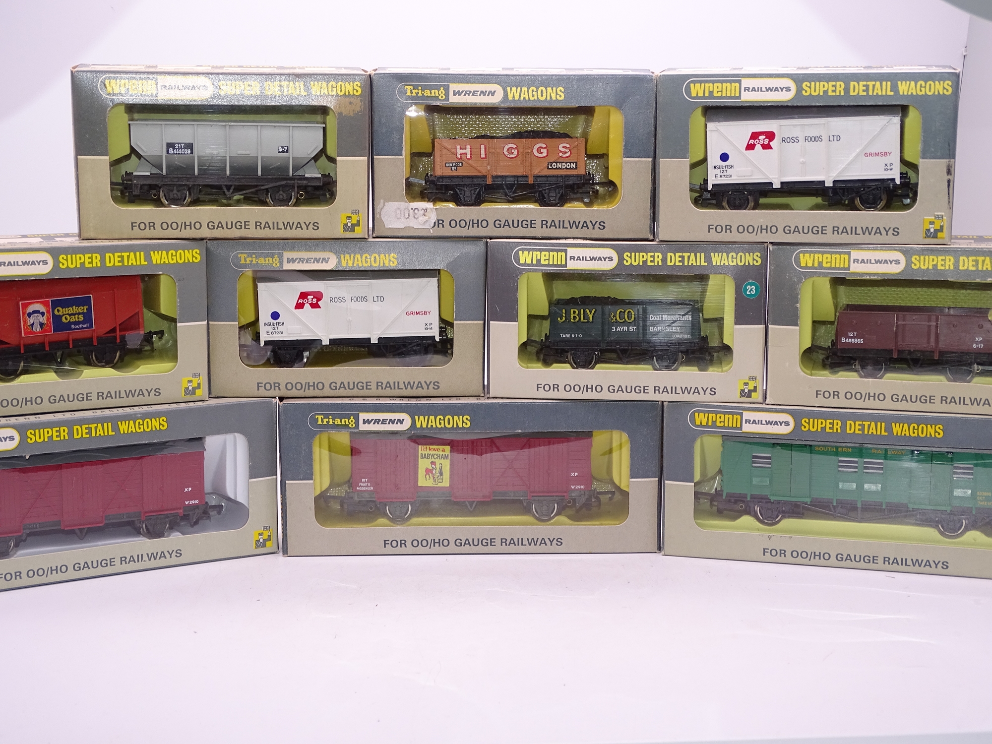 OO Gauge: A mixed group of WRENN wagons as lotted - VG in G/VG boxes (10)