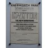 MUSIC: LED ZEPPELIN - KNEBWORTH PARK - tour information poster / flyer - August 1979 - LED