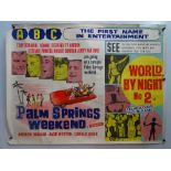 PALM SPRINGS WEEKEND / WORLD BY NIGHT 2 (1963) - DOUBLE BILL - ABC British UK Quad film poster (