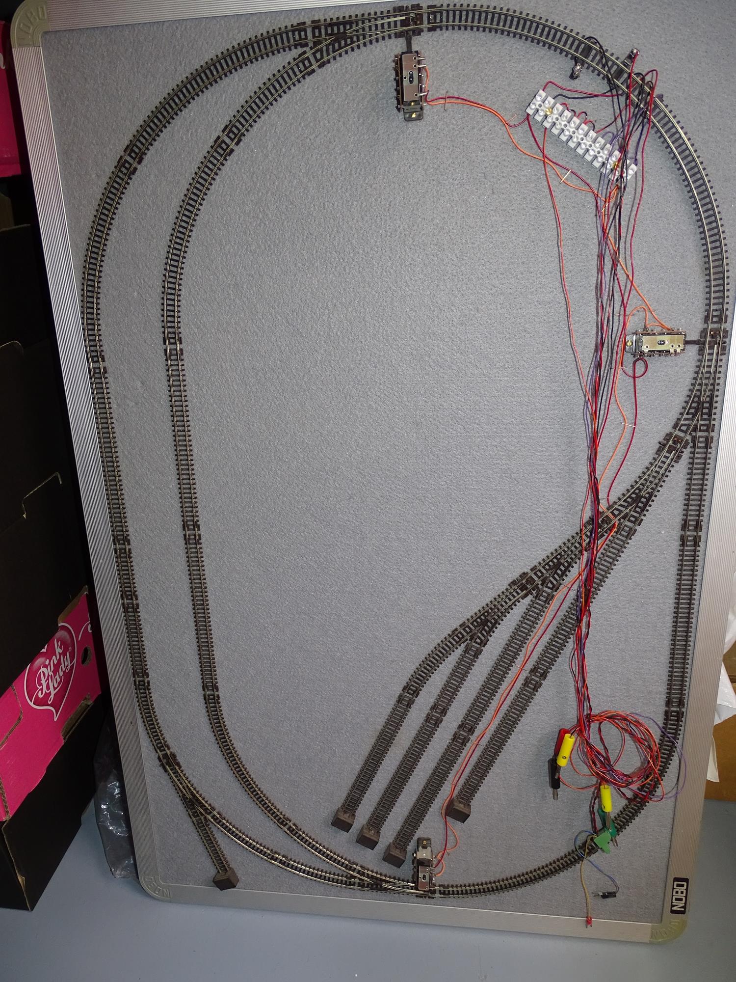 An N Gauge test circuit layout mounted on a notice board