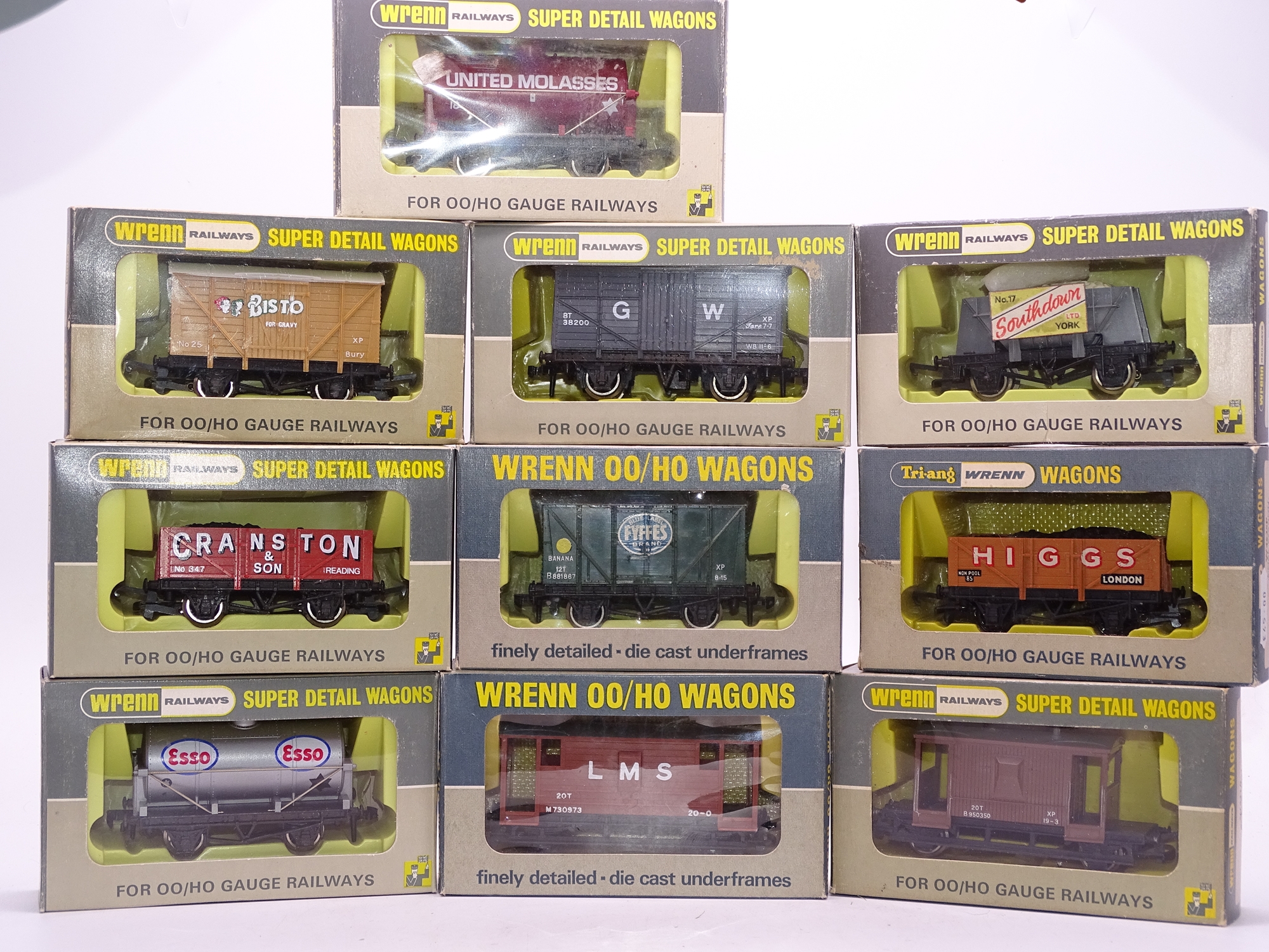 OO Gauge: A mixed group of WRENN wagons as lotted - VG in G/VG boxes (10)