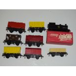 OO Gauge Model Railways: A group of HORNBY DUBLO wagons fitted with the plastic chassis introduced