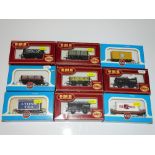 OO Gauge Model Railways: A group of AIRFIX wagons as lotted - VG/E in G/VG boxes (9)