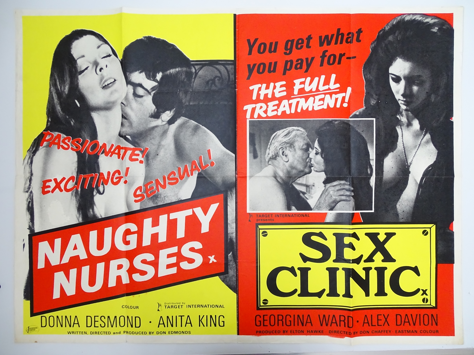 Selection of UK Quad Film Posters: GYMSLIP LOVERS / TEENAGE HITCH HIKERS; NAUGHTY NURSES / SEX