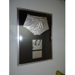 MUSIC MEMORABILIA: 'AN AUDIENCE WITH KYLIE' Framed and Glazed Hot Pants - advertising /