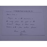 AUTOGRAPH: MONSIGNOR BRUCE KENT - signed handwritten note by the British political activist, anti-