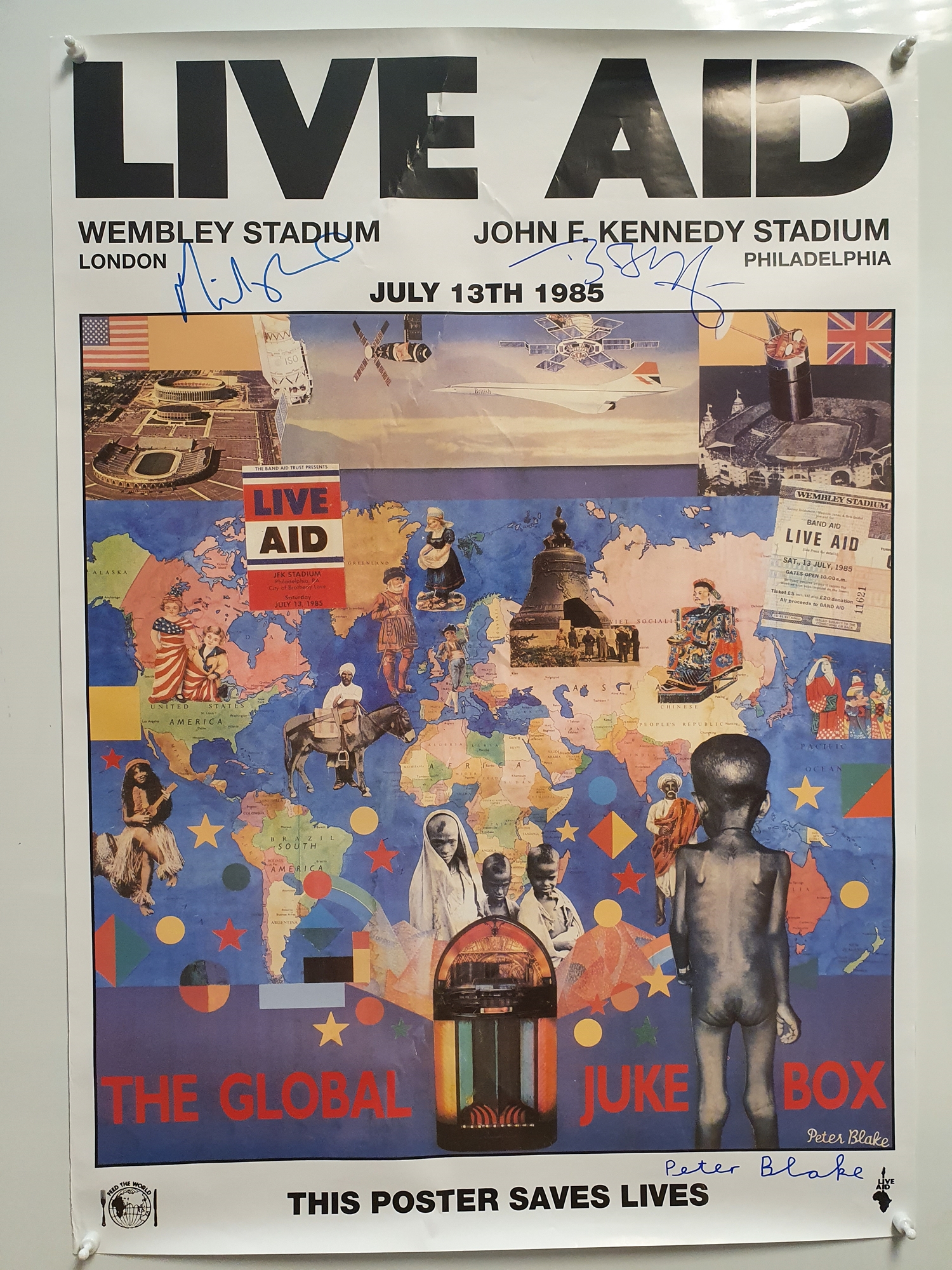 LIVE AID: Original concert poster for the Wembley Stadium 1985 Concert - signed by MIDGE URE; BOB