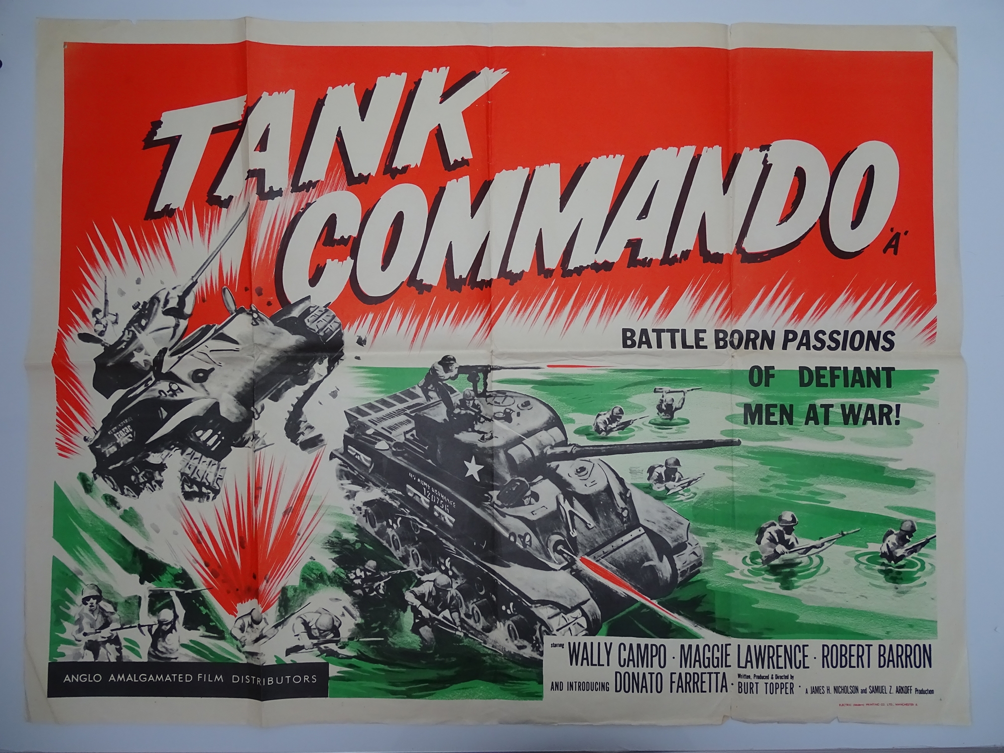 Group of 1950s UK Quad Film Posters: TANK COMMANDO (1959); THE DAY THEY ROBBED THE BANK OF